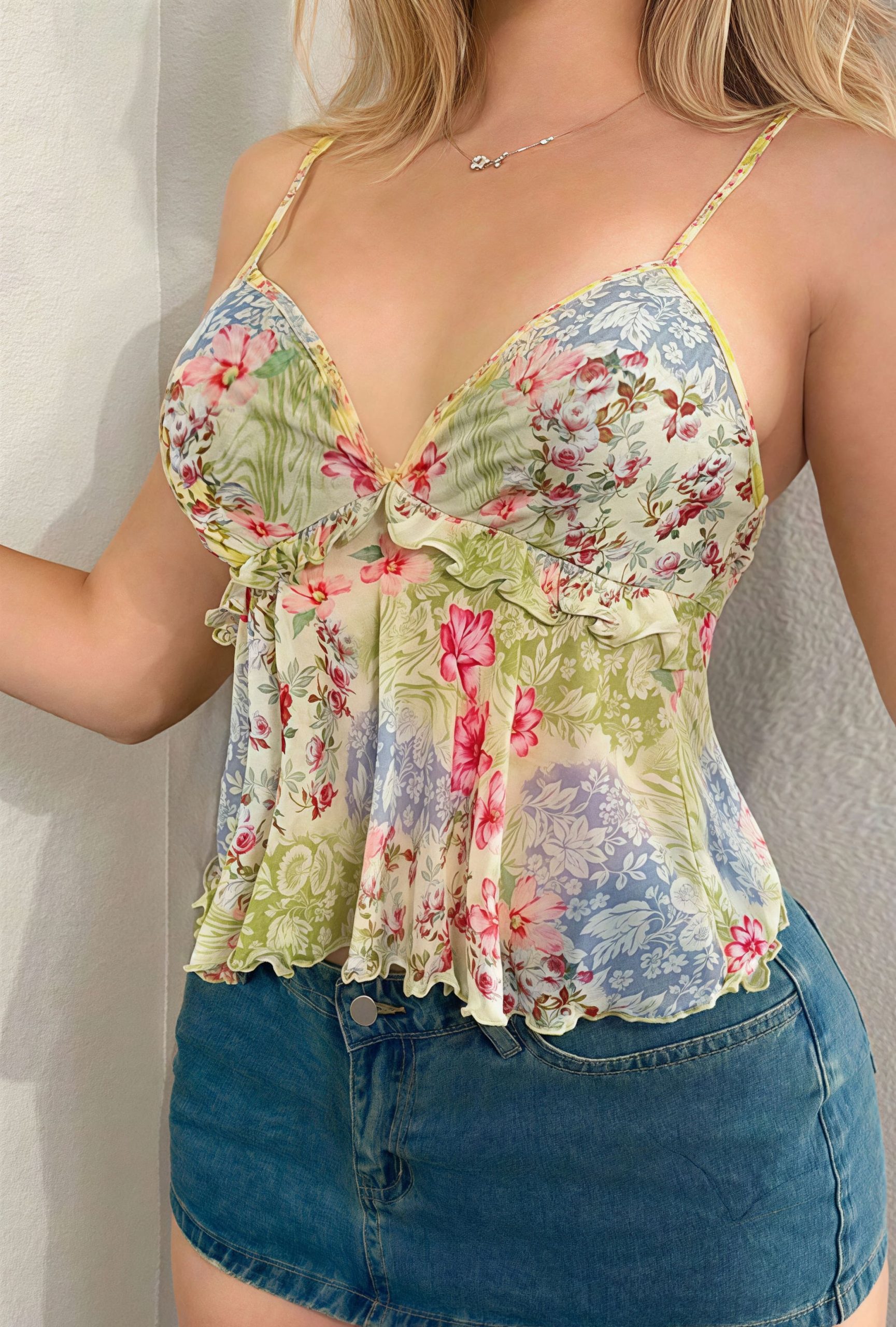 sexy-sheer-print-ruffle-cami-top-1 Sheer Print Ruffle Cami Top