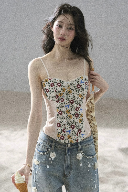 French Floral Lace Camisole Top