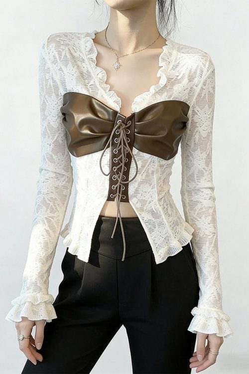 Boho White Cross Strap Lace Top