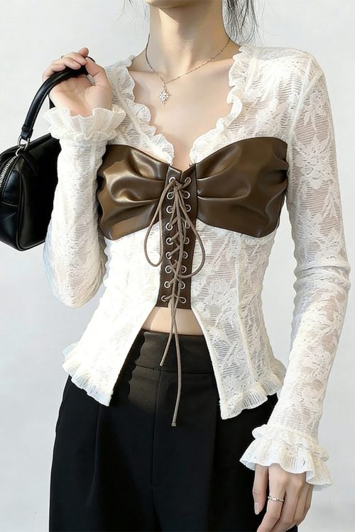 Boho White Cross Strap Lace Top