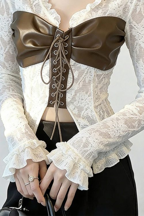 Boho White Cross Strap Lace Top