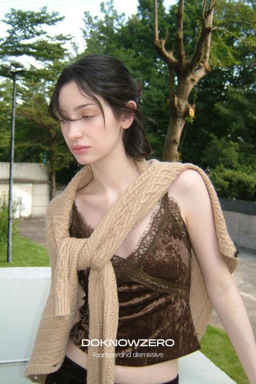 apricot-v-neck-slim-layering-womens-velvet-polyester-blend-lace-camisoles-2
