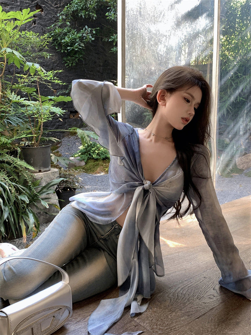 bia-blue-tie-dye-ruffled-long-sleeve-french-v-neck-front-tie-sheer-top-19 bia-blue-tie-dye-ruffled-long-sleeve-french-v-neck-front-tie-sheer-top-19