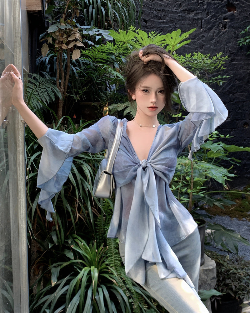 bia-blue-tie-dye-ruffled-long-sleeve-french-v-neck-front-tie-sheer-top-9 bia-blue-tie-dye-ruffled-long-sleeve-french-v-neck-front-tie-sheer-top-9