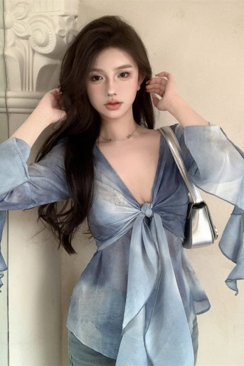 bia-blue-tie-dye-ruffled-long-sleeve-french-v-neck-front-tie-sheer-top-14