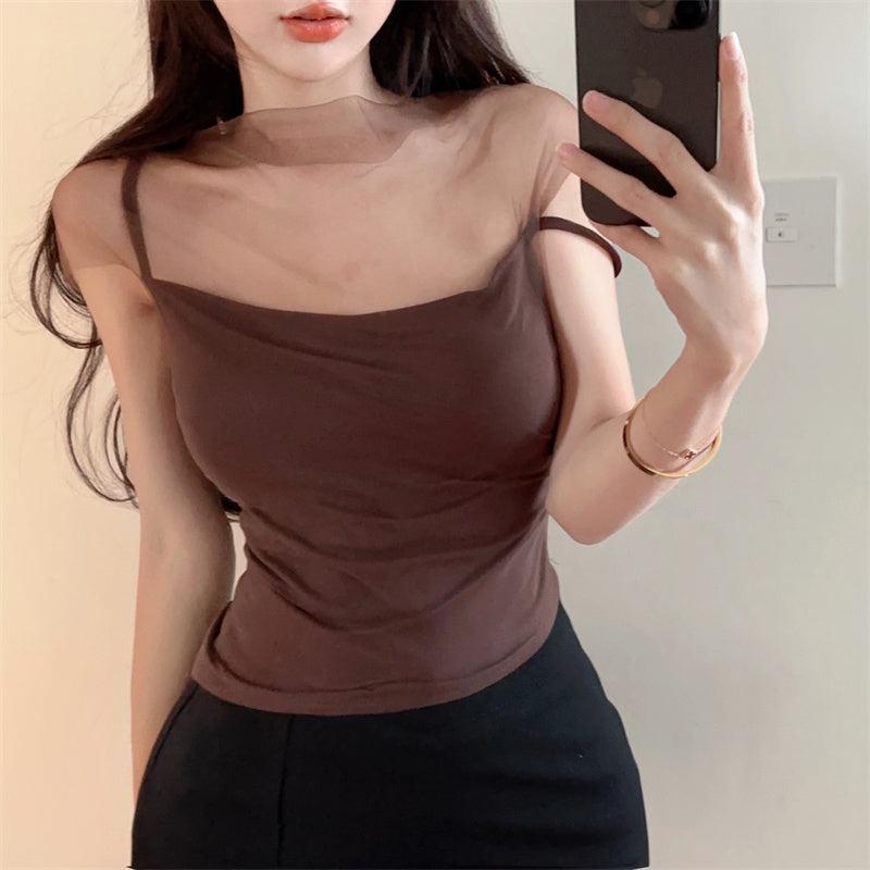 tina-solid-color-brown-mesh-patchwork-spaghetti-strap-slim-cropped-top-20 tina-solid-color-brown-mesh-patchwork-spaghetti-strap-slim-cropped-top-20