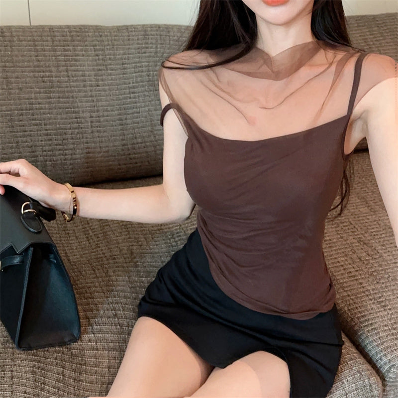 tina-solid-color-brown-mesh-patchwork-spaghetti-strap-slim-cropped-top-14 tina-solid-color-brown-mesh-patchwork-spaghetti-strap-slim-cropped-top-14