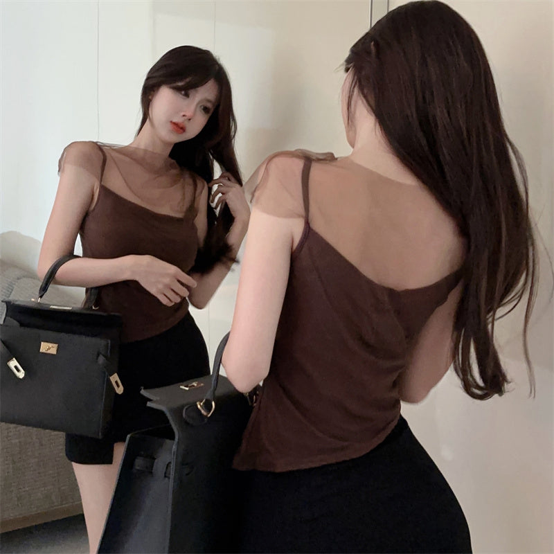 tina-solid-color-brown-mesh-patchwork-spaghetti-strap-slim-cropped-top-16 tina-solid-color-brown-mesh-patchwork-spaghetti-strap-slim-cropped-top-16