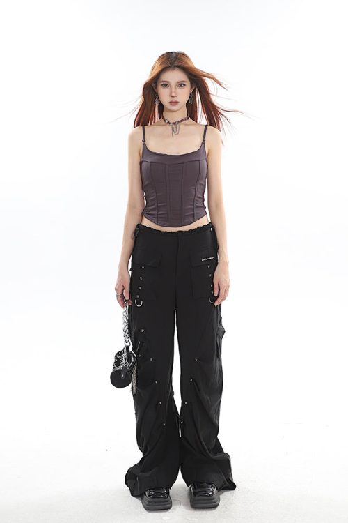 willia-solid-color-basic-cinched-waist-design-u-neck-spaghetti-strap-slim-camisole-cropped-top-19