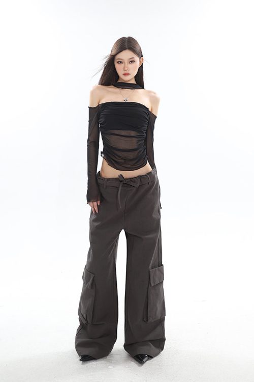 Black One Shoulder Going Out Top