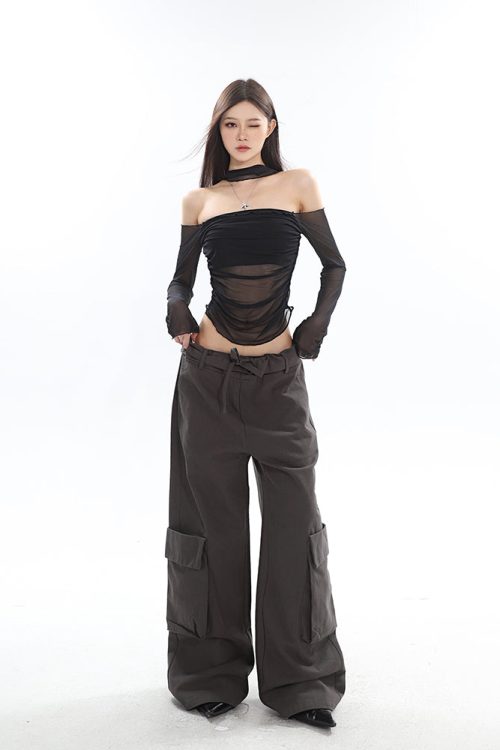 Black One Shoulder Going Out Top
