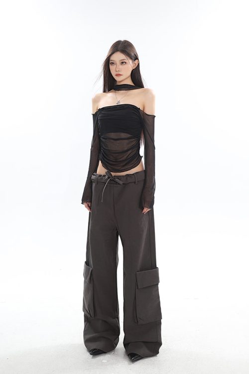 Black One Shoulder Going Out Top
