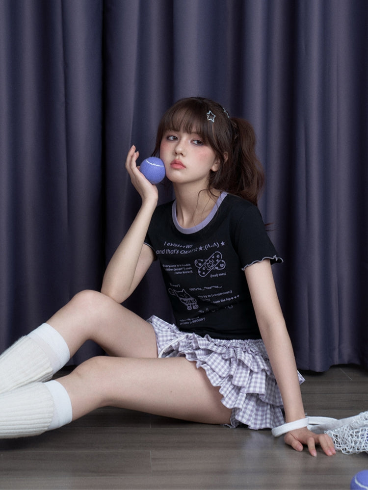 cool-black-white-cute-print-short-sleeve-bow-t-shirt-6 cool-black-white-cute-print-short-sleeve-bow-t-shirt-6