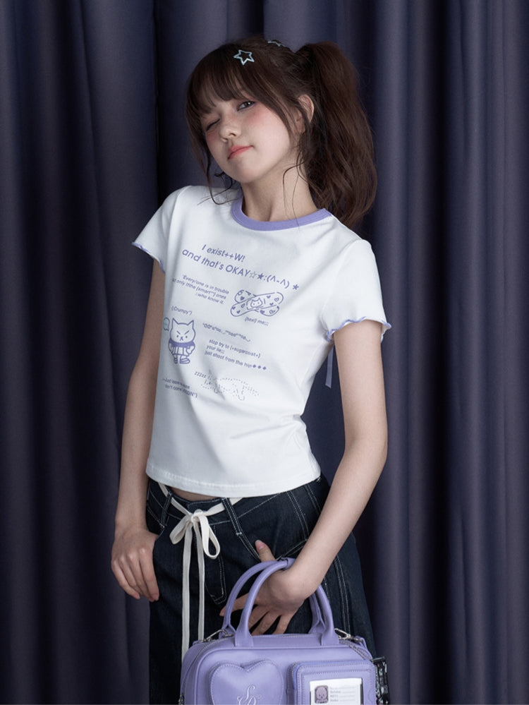 cool-black-white-cute-print-short-sleeve-bow-t-shirt-3 cool-black-white-cute-print-short-sleeve-bow-t-shirt-3