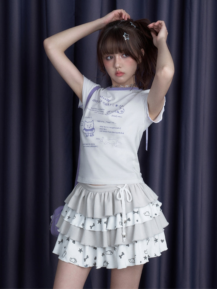 cool-black-white-cute-print-short-sleeve-bow-t-shirt-2 cool-black-white-cute-print-short-sleeve-bow-t-shirt-2