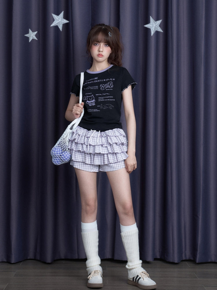 cool-black-white-cute-print-short-sleeve-bow-t-shirt-5 cool-black-white-cute-print-short-sleeve-bow-t-shirt-5
