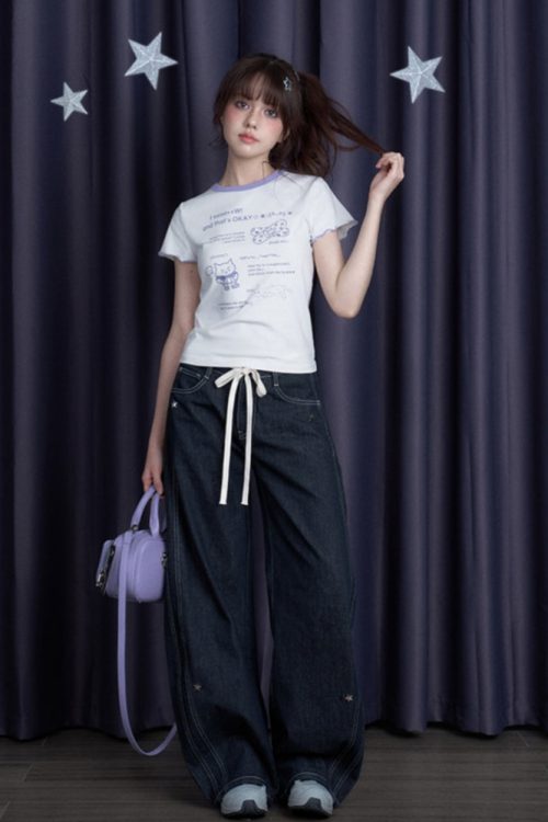 cool-black-white-cute-print-short-sleeve-bow-t-shirt-7