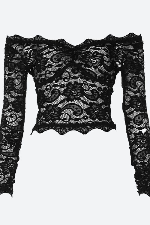 Lace Sheer Off Shoulder Top