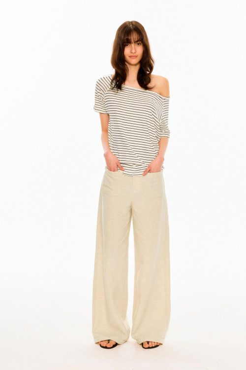 White Slanted Shoulder Fitted Top