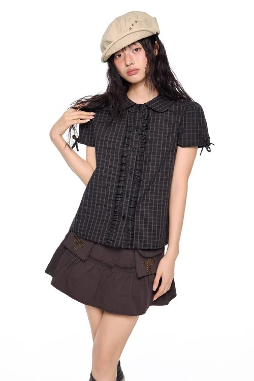 plaid-bow-sleeve-blouse-1