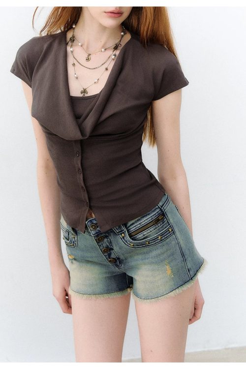 layered-deconstructed-two-in-one-buttoned-waist-cinch-camisole-t-shirt-9