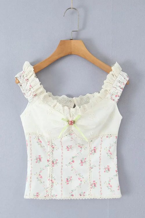 Floral Lace Cami Top for Coquette Outfits