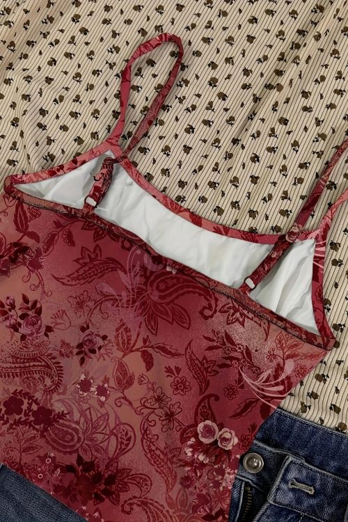 Y2K Floral Sheer Cami Crop Top