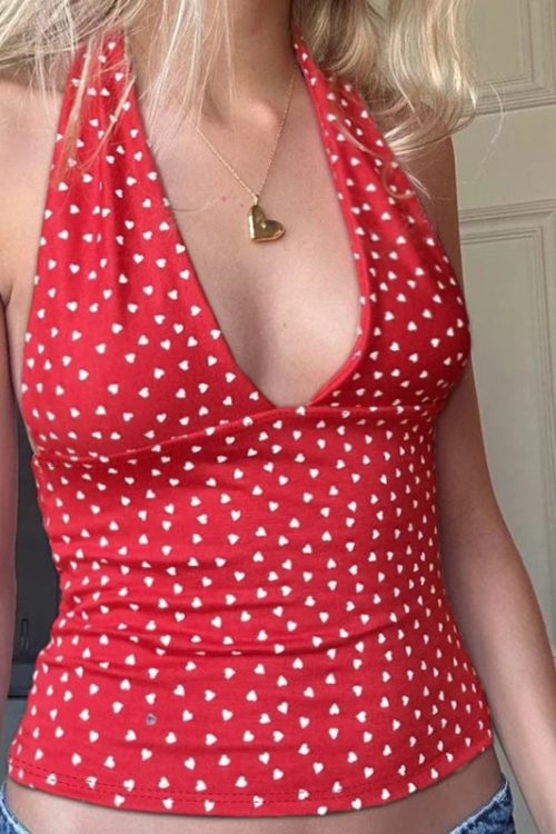 Y2K Plunge Neck Halter Top