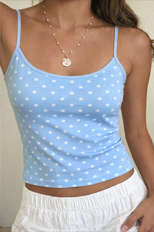 casual-polka-dot-solid-slim-cami-top-2