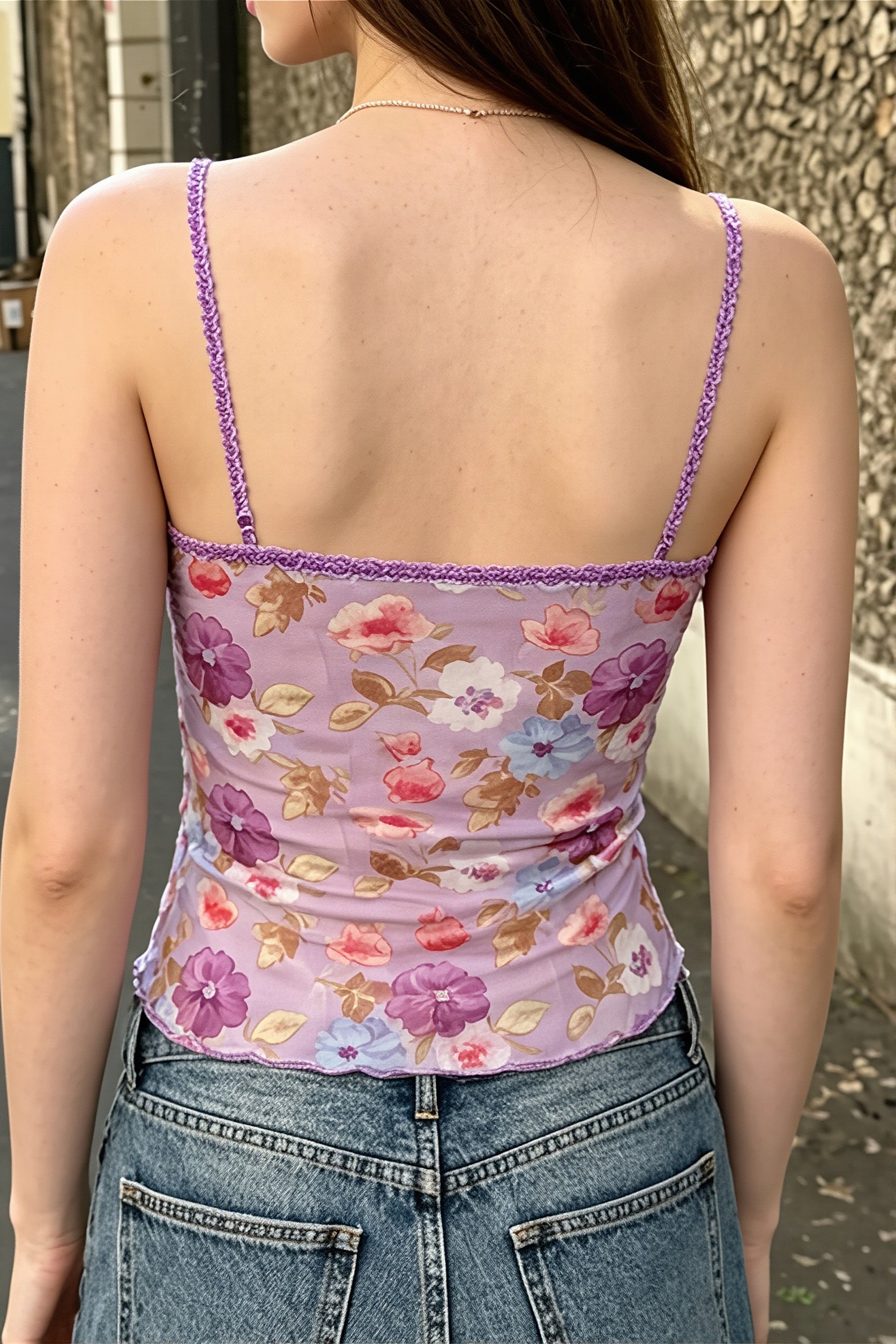 v-neck-lace-floral-tie-cami-top-4 V Neck Lace Floral Tie Cami Top