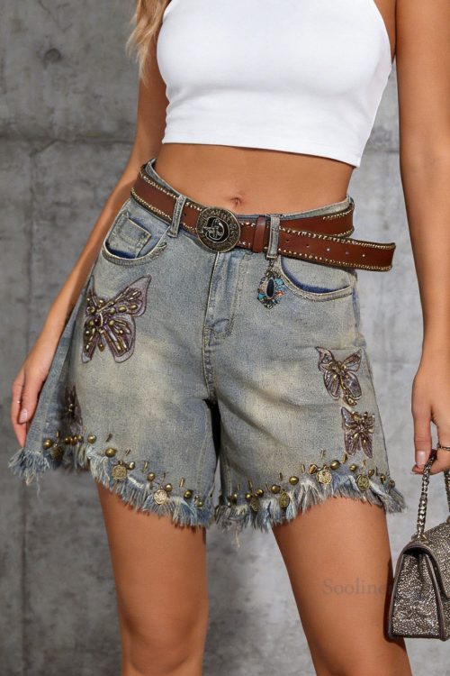 Bohemian Pockets Rivet Tassel Denim Shorts Summer Outfit Ideas Shorts for Bohemian Pockets Rivet Tassel Denim Shorts Summer outfit ideas