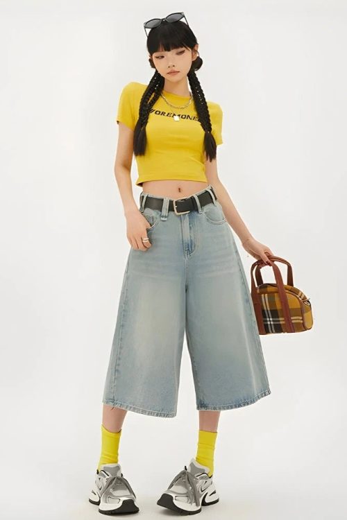 Casual Wide Leg Denim Shorts Outfit Ideas Shorts for Casual Wide Leg Denim Shorts outfit ideas