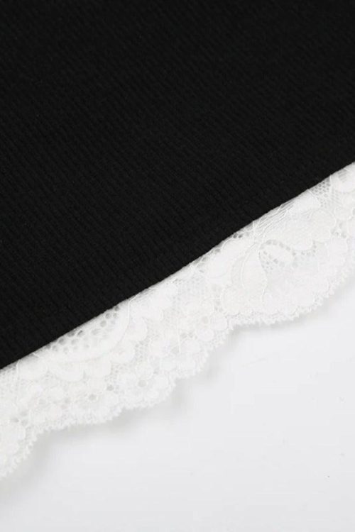 Black Lace Trim Cami Top for Going Out Outfits