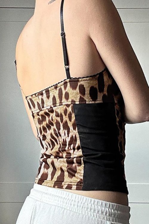 Leopard Halter Cami Top for Summer Outfits
