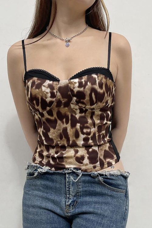 Leopard Halter Cami Top for Summer Outfits