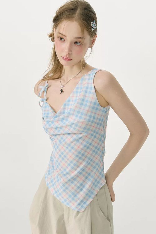 sweetness-blue-plaid-bowknot-tank-top-4