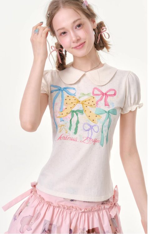white-puff-sleeve-bow-print-t-shirt-1