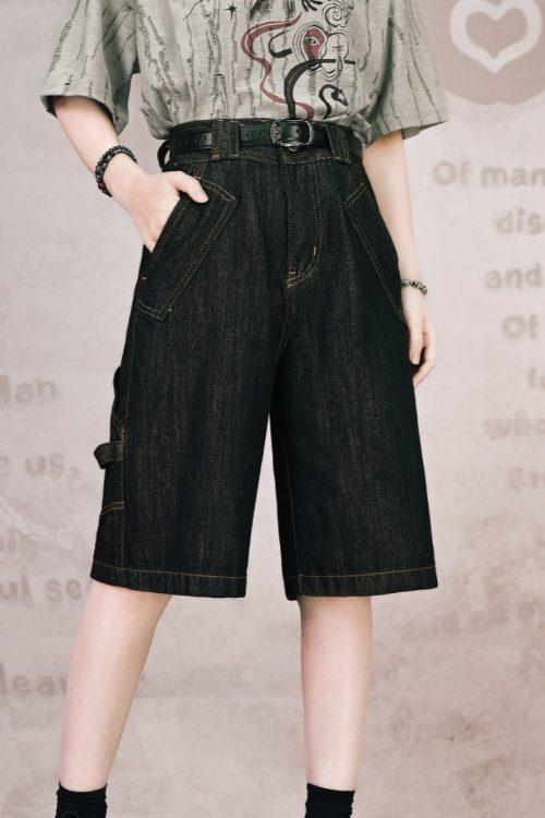 Denim Bermuda Shorts for Women - Long Denim Shorts for denim bermuda shorts women
