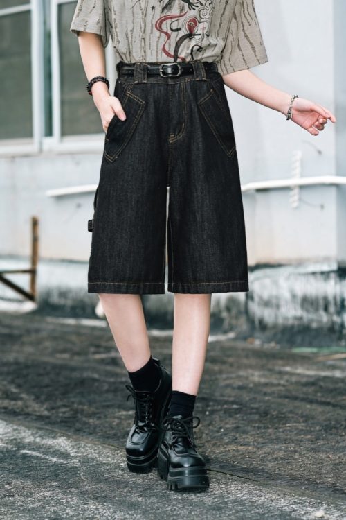 Denim Bermuda Shorts for Women - Long Denim Shorts for denim bermuda shorts women