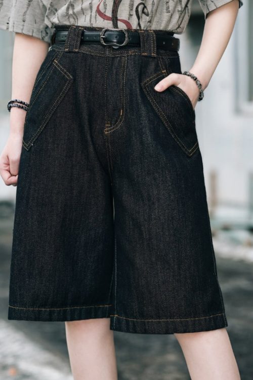 Denim Bermuda Shorts for Women - Long Denim Shorts for denim bermuda shorts women