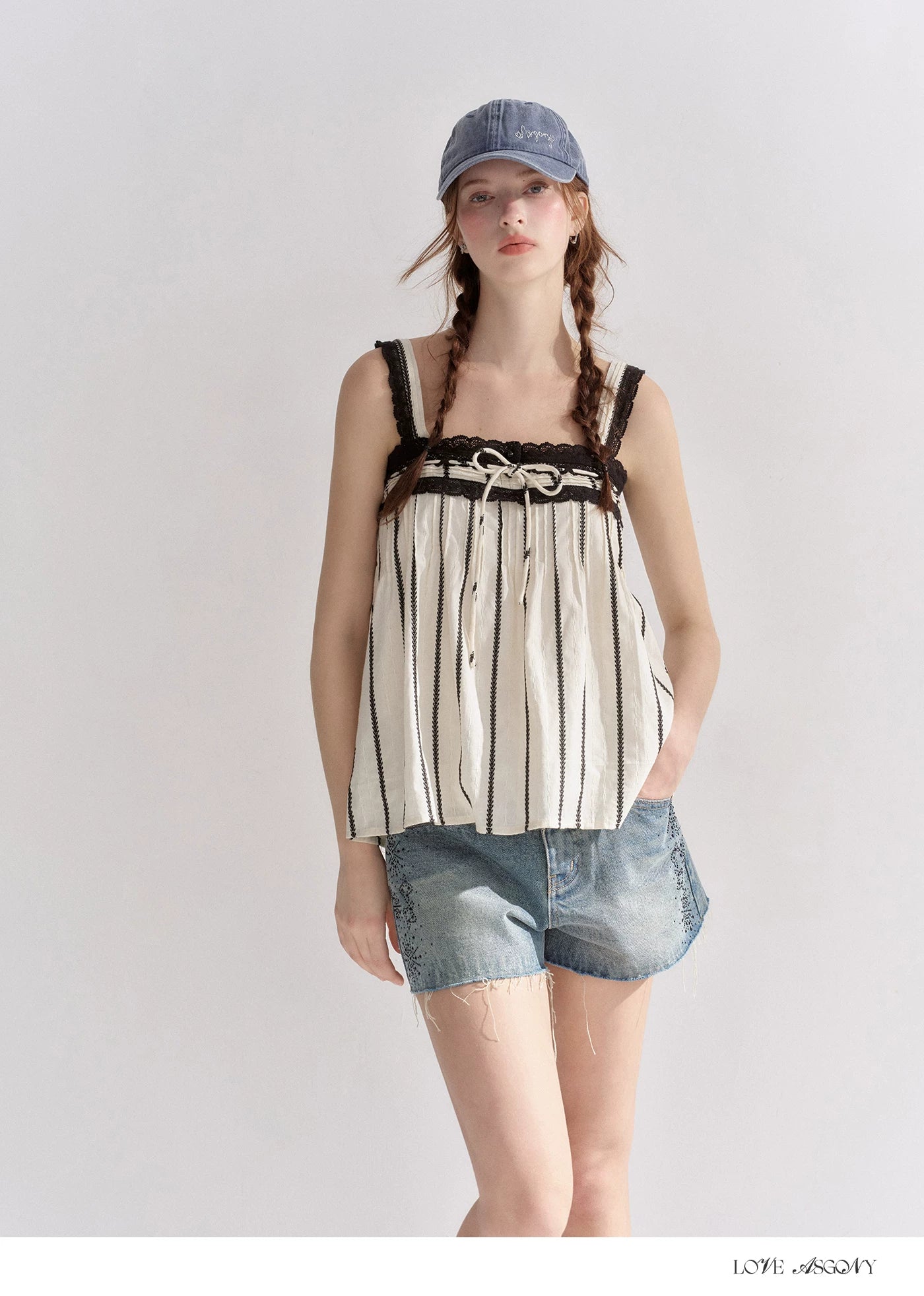 striped-lace-trim-tie-front-camisole-3 striped-lace-trim-tie-front-camisole-3