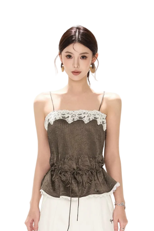 south-france-holiday-contrast-lace-trim-ruffle-camisole-1