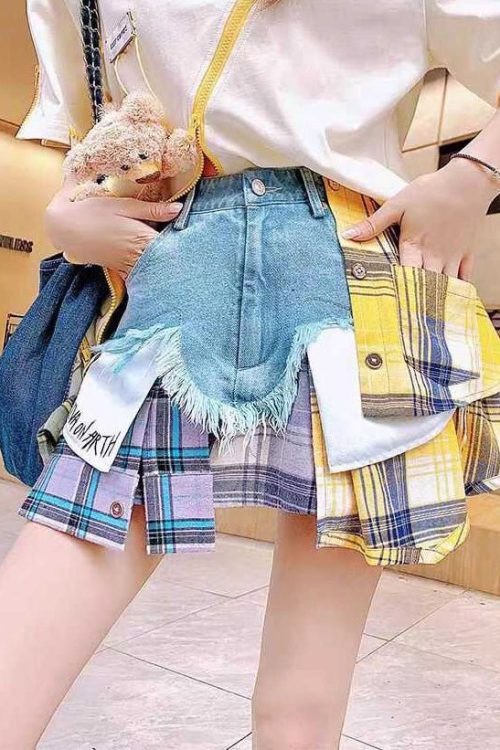 Fitted Blue Asymmetrical Patchwork Denim Skirts Summer Outfit Ideas Skirts for Fitted Blue Asymmetrical Patchwork Denim Skirts Summer outfit ideas