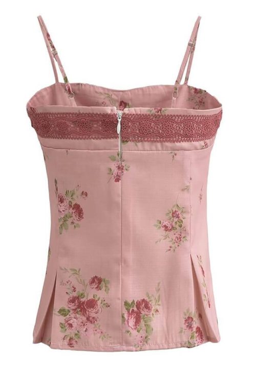Pink Lace Trim Cami Top for Soft Girl Outfits