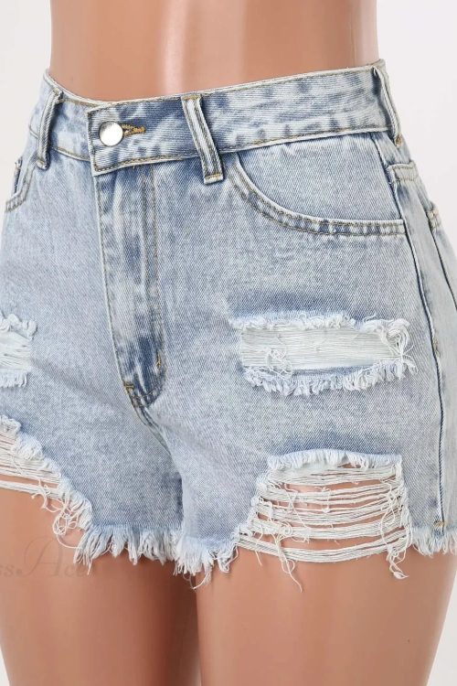 High Waist Ripped Washed Denim Short Outfit Ideas Short-250223 for High-Waist Ripped Washed Denim Short outfit ideas