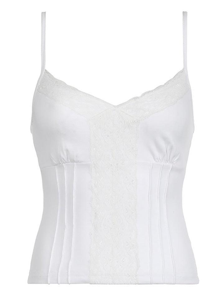 lace-stitching-v-neck-cami-top-1-3 White Lace Trim Cami Top for Coquette Summer Outfits