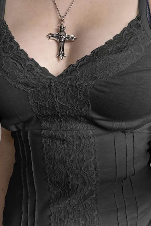 White Lace Trim Cami Top for Coquette Summer Outfits