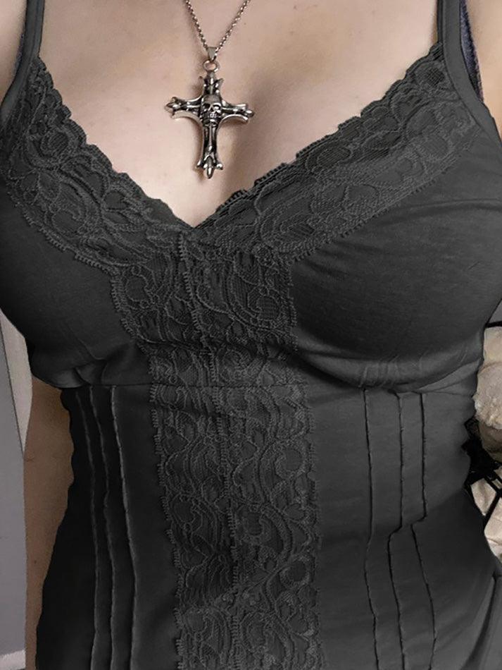 lace-stitching-v-neck-cami-top-1-6 White Lace Trim Cami Top for Coquette Summer Outfits