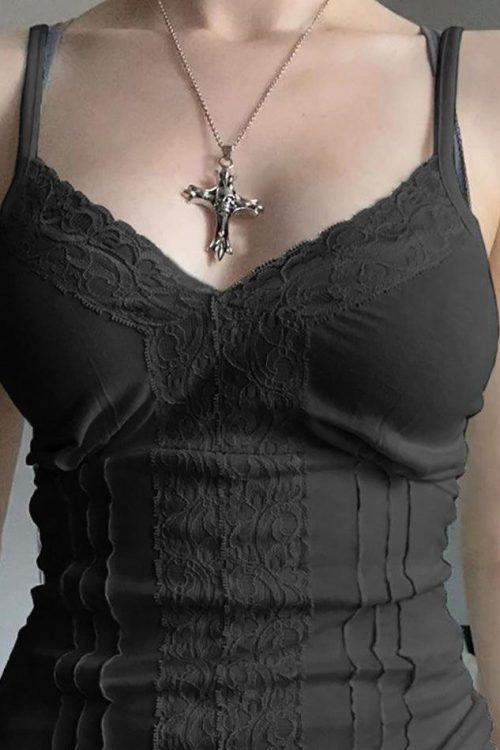 White Lace Trim Cami Top for Coquette Summer Outfits