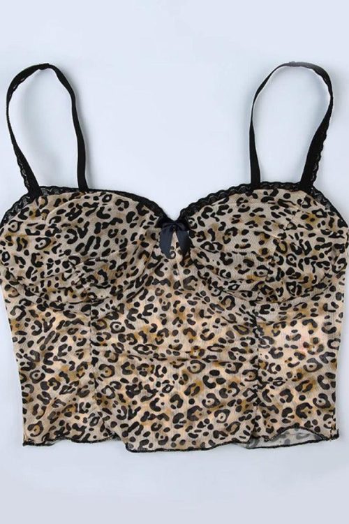 Leopard Halter Cami Top for Summer Outfits